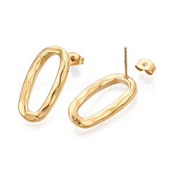 304 Stainless Steel Oval Stud Earrings for Women&nbsp;EJEW-N016-020G