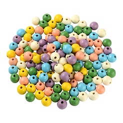 240Pcs 6 Colors Painted Natural Wood Beads&nbsp;WOOD-LS0001-47
