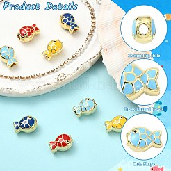 8Pcs 4 Colors Brass Enamel Beads&nbsp;KK-CJ0005-52