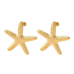 304 Stainless Steel Starfish Stud Earrings&nbsp;EJEW-Z135-02G-03