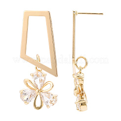 Brass Micro Pave Cubic Zirconia Trapezoid Stud Earrings&nbsp;EJEW-H103-25G