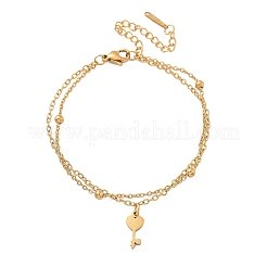 304 Stainless Steel Key Charm Chain Bracelets&nbsp;BJEW-M097-01B-G