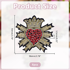 6Pcs Embroidery Beading Felt Cloth Iron On/Sew On Patches with Paillette&nbsp;PATC-HY0002-06
