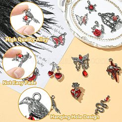 12Pcs 12 Styles Gothic Alloy Rhinestone Pendants&nbsp;FIND-CJ0004-81