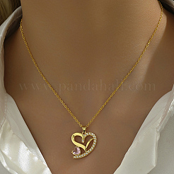 Brass Micro Pave Cubic Zirconia Pendant Necklaces&nbsp;EB4525-1