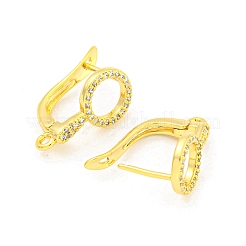 Brass Micro Pave Cubic Zirconia Hoop Earrings Finding&nbsp;KK-K382-02G