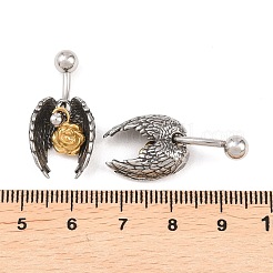316 Stainless Steel Curved Barbell Dangle Belly Rings&nbsp;AJEW-C044-01