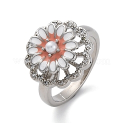 Dasiy Rotatable Open Cuff Rings for Women&nbsp;RJEW-C118-06P