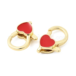 Heart Brass Enamel Lobster Claw Clasps&nbsp;KK-Z147-02G-01A
