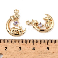 Brass Micro Pave Cubic Zirconia Pendants&nbsp;KK-C155-19G-01