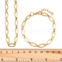 304 Stainless Steel Cross Link Chain Bracelet & Necklace Jewelry Sets&nbsp;SJEW-L199-07G