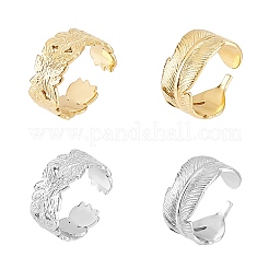 4Pcs 4 Style Ion Plating(IP) 304 Stainless Steel Cuff Rings&nbsp;STAS-UN0032-84