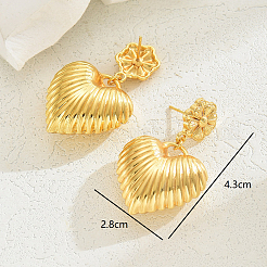 Elegant Brass Heart Dangle Stud Earrings&nbsp;GK6845
