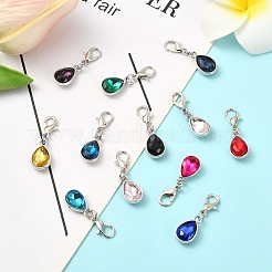 24Pcs 12 Colors Birthstone Alloy Glass Pendant Decorations&nbsp;HJEW-YW00157
