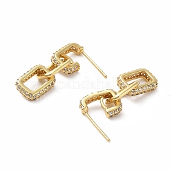 Cubic Zirconia Interlocking Oval Dangle Stud Earrings&nbsp;EJEW-E263-01G