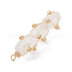 Copper Wired Electroplated Natural Quartz Crystal Pendants&nbsp;PALLOY-JF02626-01