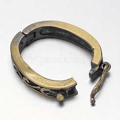 Carved Oval Rack Plating Brass Twister Clasps&nbsp;KK-L115-04AB-NF