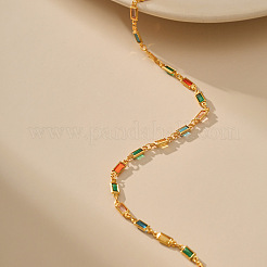 Special-interest Brass Pave Cubic Zirconia Rectangle Link Chain Necklaces for Women&nbsp;FS-WG3A151-01