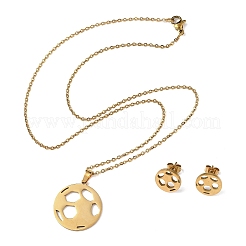 Football 201 Stainless Steel Pendant Necklaces & Stud Earrings Sets for Women&nbsp;SJEW-Q025-01G