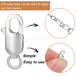 10Pcs Rhodium Plated 925 Sterling Silver Lobster Claw Clasps&nbsp;STER-BC0001-59