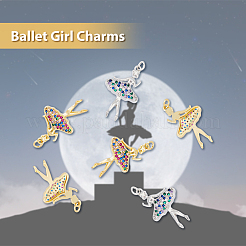 4Pcs 2 Colors Brass Micro Pave Cubic Zirconia Pendants&nbsp;KK-DC0003-39