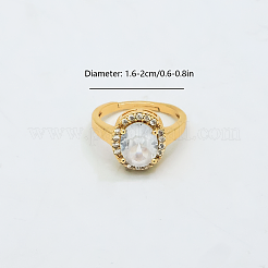 Brass Micro Pave Cubic Zirconia Cuff Open Rings for Women&nbsp;YE6141-1