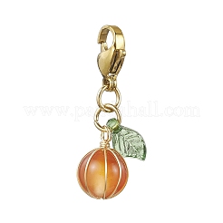 5Pcs Fruit Wire Wrapped Mixed Gemstone Pendant Decorations&nbsp;HJEW-TA00177