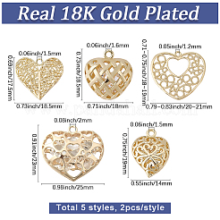 10Pcs 5 Styles Brass Filigree Pendants&nbsp;KK-SC0007-47