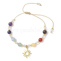 2Pcs Chakra 304 Stainless Steel Charm Bracelets&nbsp;BJEW-JB12564-03