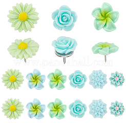 24Pcs 6 Styles Flower Resin Drawing Pins&nbsp;AJEW-BM0001-05