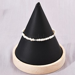 Brass & Natural Pearl Round Beaded Bracelets for Women&nbsp;BJEW-D366-02P
