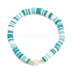 4Pcs 4 Colors Handmade Polymer Clay Heishi & Shell Pearl Beaded Stretch Bracelets for Women&nbsp;BJEW-JB12271