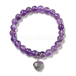 8.5mm Round Natural Amethyst Beaded Stretch Bracelets&nbsp;BJEW-C074-01M