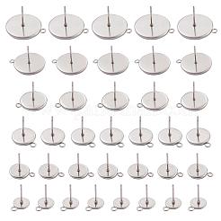 Non-Tarnish 48Pcs 6 Size 304 Stainless Steel Stud Earring Settings&nbsp;STAS-ZZ0001-02P