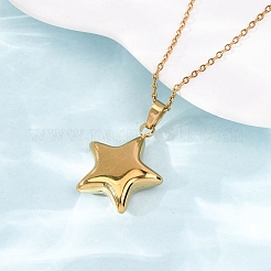 304 Stainless Steel Star Pendant Cable Chain Necklaces for Men Women&nbsp;NJEW-K308-02A-G