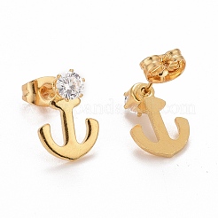 Anchor 304 Stainless SteelStud Earrings&nbsp;EJEW-C019-07G
