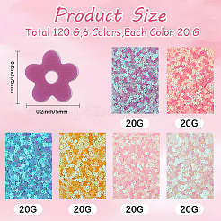 120G 6 Colors Plastic Sequins Beads&nbsp;PVC-CP0001-02C
