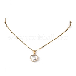Baroque Natural Keshi Pearl Heart Pendant 304 Stainless Steel Satellite Chain Necklaces for Women&nbsp;NJEW-JN06238