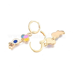 Colorful Enamel Spaceman Dangle Leverback Earrings&nbsp;EJEW-N012-75