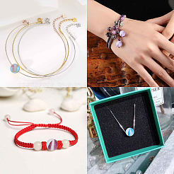 DIY Synthetic Moonstone Beads Stretch Bracelet Making Kits&nbsp;DIY-SC0012-83