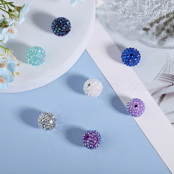 32Pcs 8 Colors Resin Rhinestone Beads&nbsp;RESI-CA0001-61