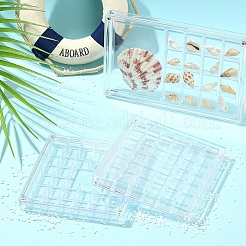 3Pcs 3 Styles Transparent Acrylic Grided Storage Boxes with Magnetic Lid for Loose Shell Beads&nbsp;CON-YW0001-99