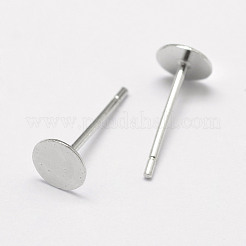 Anti-Tarnish Rhodium Plated 925 Sterling Silver Earrings Findings&nbsp;STER-P032-15-5mm