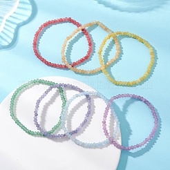 7Pcs Dyed Natural Malaysia Jade Rondelle Beads Stretch Bracelets for Women&nbsp;BJEW-JB13048