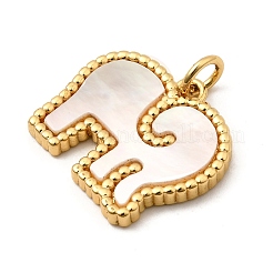 Brass Pave Natural White Shell Pendants&nbsp;KK-I360-027G