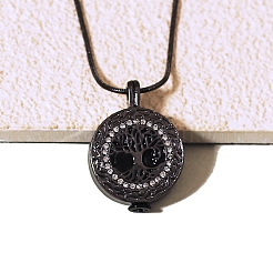 Alloy Tree of Life Urn Ashes Pendant Round Snake Chain Necklaces for Women Men&nbsp;PW-WG68F6E-01