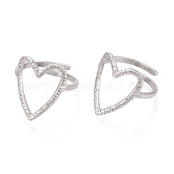 Non-Tarnish 304 Stainless Steel Heart Cuff Ring&nbsp;RJEW-N038-123P