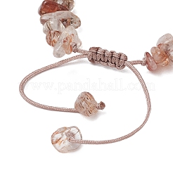 Adjustable Natural Black Gold Rutilated Quartz Chip Beads Braided Bead Bracelets&nbsp;BJEW-JB11913