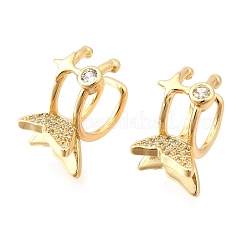 Brass Micro Pave Clear Cubic Zirconia Cuff Earrings&nbsp;EJEW-F370-24G