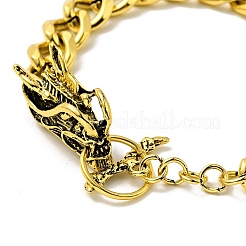 Men's Alloy Curb Chain Bracelet with Dragon Head Clasp&nbsp;BJEW-A129-05AG